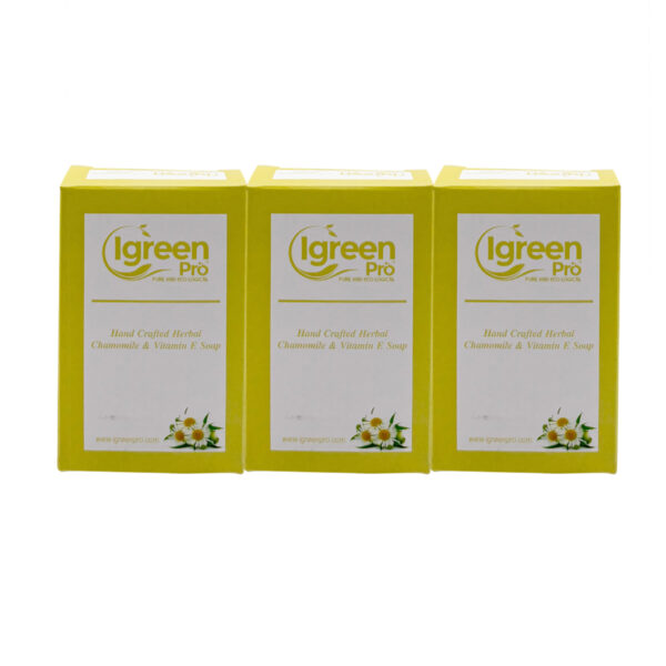 IGreen Pro Three Natural Soap Bar Made with Olive Oil Base Scented With Chamomile and Herbs