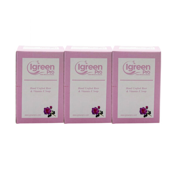 IGreen Pro Three Natural Soap Bar Made with Olive Oil Base Scented With Gory Rose
